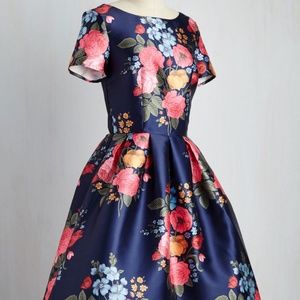Navy floral chichi London garden party dress